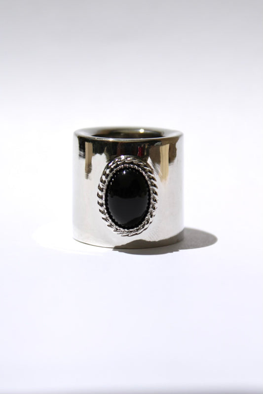 1 Single Custom Chrome Plated Harley Davidson Pushrod Collar with Black Onyx Stone Setting