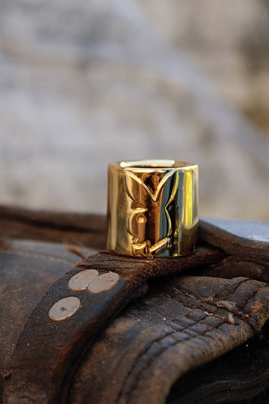 1 Single Yellow Gold Plated Playboy Bunny Harley Pushrod Collar